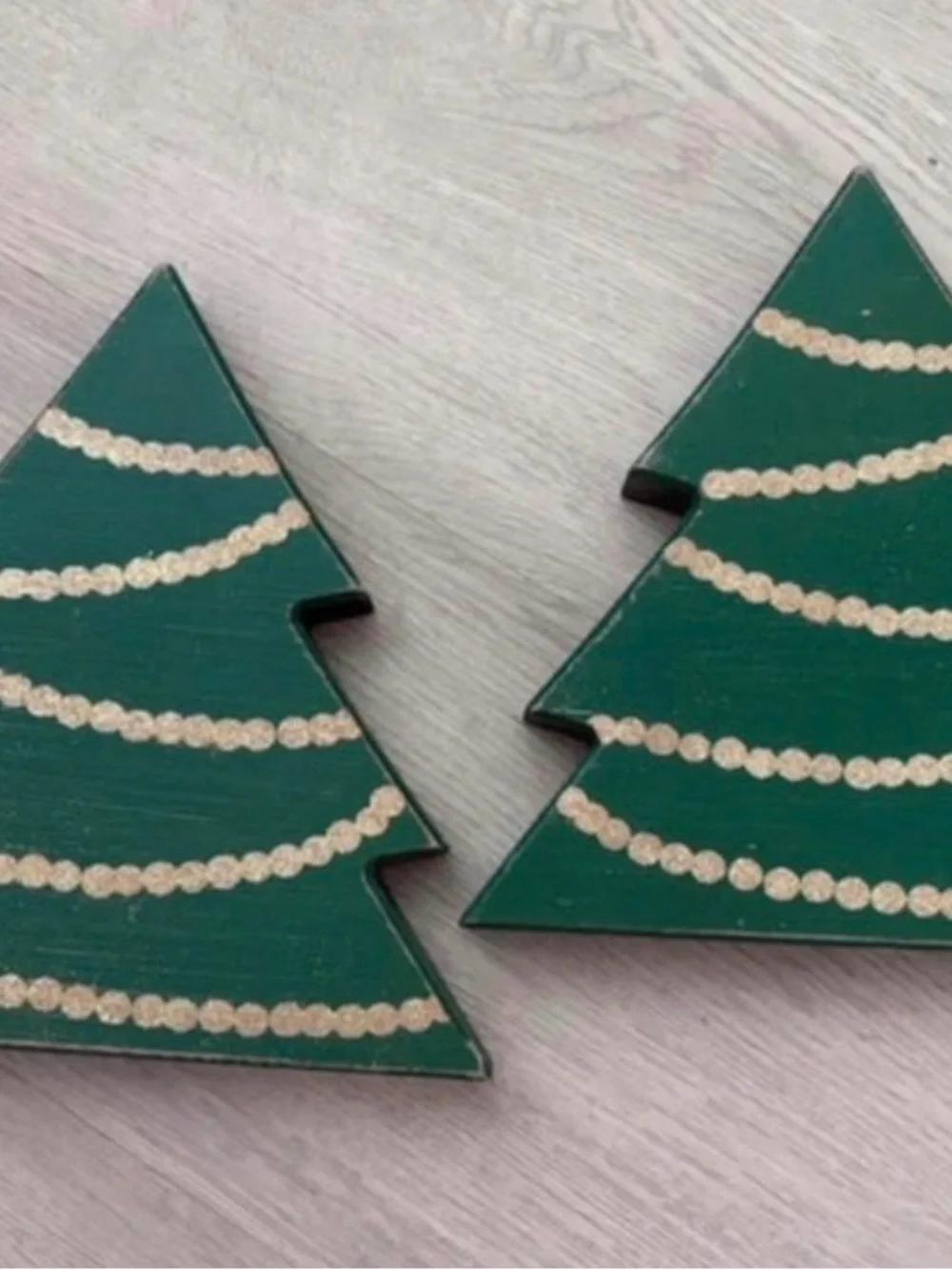 Classic Green Wooden Christmas Tree Holiday Decor - set of 2